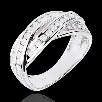 Ring Verlovingsring - Gevlochten ring - 18 karaat witgoud bezet - 0.63 karaat - 40 Diamanten 