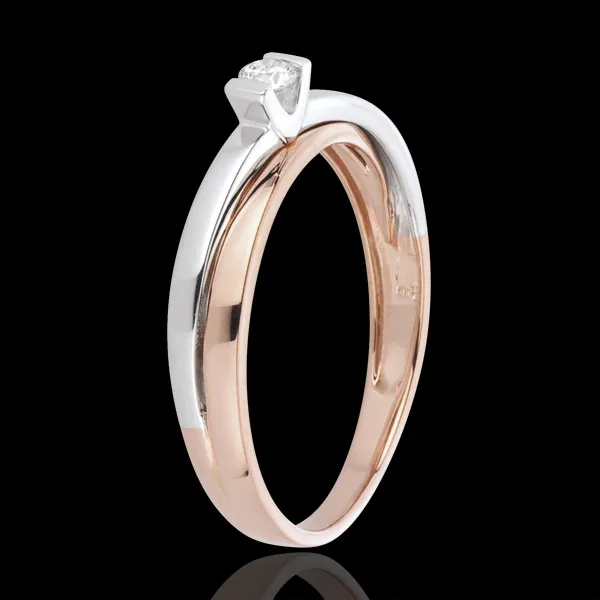 Solitaire Ring Gloed - 0.07 karaat Diamant - 18 karaat witgoud en roségoud