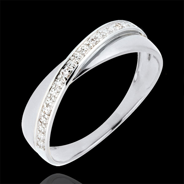 Trouwring Saturnus Duo - Diamanten 18 karaat witgoud goud