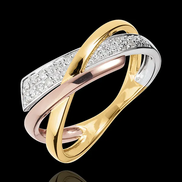Ring Kleine Saturnus variatie 2 - 3 goudkleuren - 18 karaat