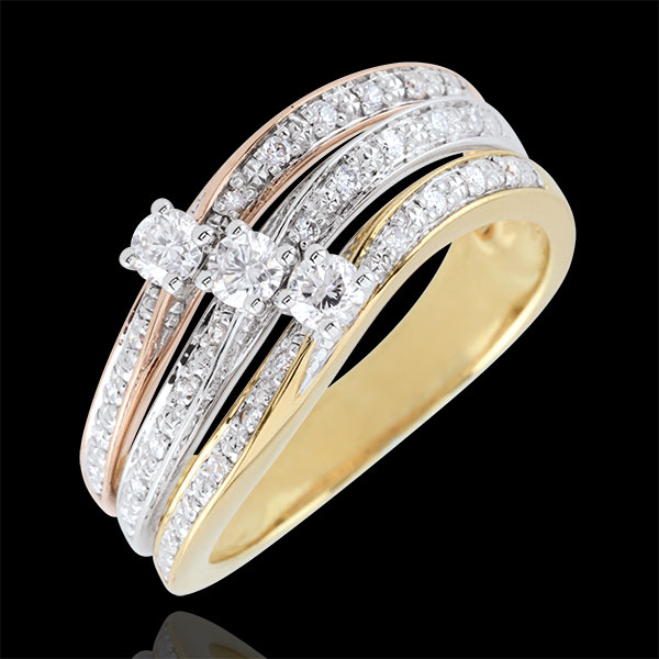 Grote Ring Saturnus Trilogie - drie goudkleuren - 0.372 karaat - 18 karaat