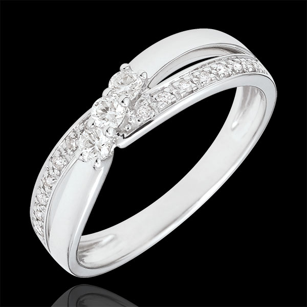 Trilogie ring Liefdesnest - Aurea - 18 karaat witgoud - 0.18 karaat Diamant