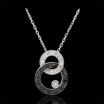 Halsketting Chiaroscuro  - Maan Duo - zwarte en witte Diamanten - 18 karaat witgoud