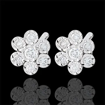 Orecchini Sboccio - Fiore di Fiocco - variazione - Oro bianco - 9 carati