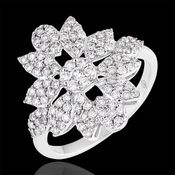 Ring Schicksal - Winterblume - 750er Weißgold und Diamanten