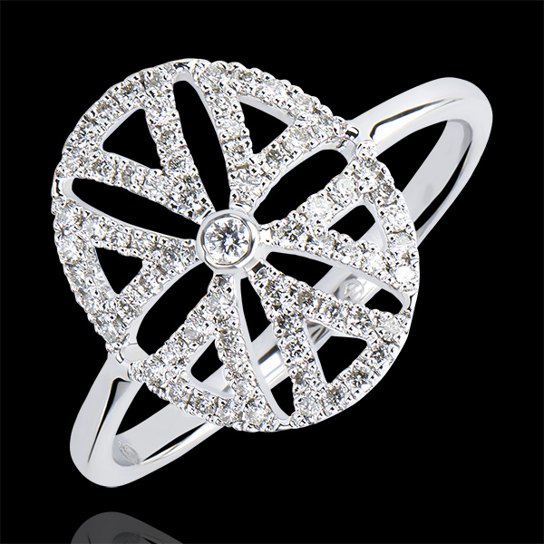 Ring Schicksal - Arabesk Variation - 9 Karat Weißgold und Diamanten