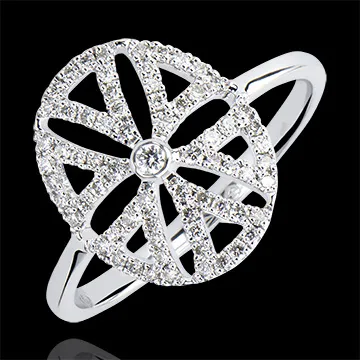 Ring Schicksal - Arabesk Variation - 9 Karat Weißgold und Diamanten