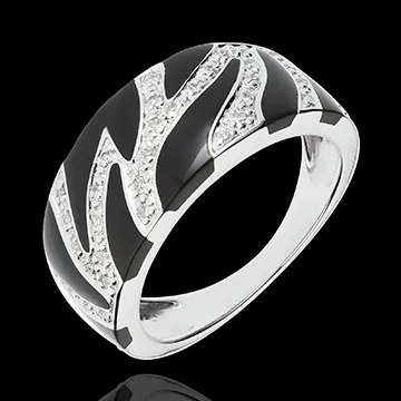 Ring Wildkatze - Schwarzer Lack und Diamanten