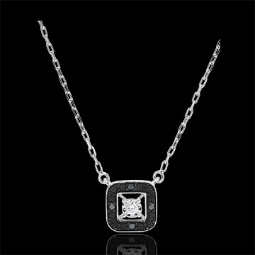 Collier mit schwarzen Diamanten Dämmerschein - Weißgold - 0.03 Karat