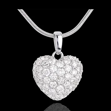 Pandantiv inimă din aur alb de 18K pavat TGM - 1.04 carate - 50 de diamante