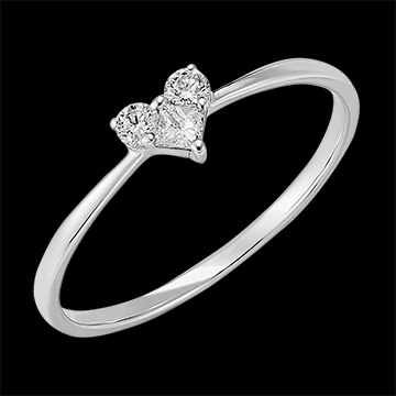 Inel Secret Prețios - Mini Lovely - aur alb de 18 carate și diamante