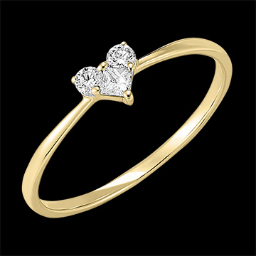 Inel Secret Prețios - Mini Lovely - aur galben de 9 carate și diamante