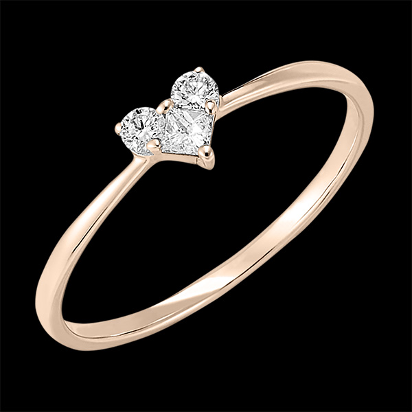 Inel Secret Prețios - Mini Lovely - aur roz de 9 carate și diamante