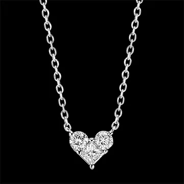 Colier Secret Prețios - Mini Lovely - aur alb de 9 carate și diamante 