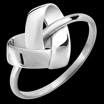Inel Inimă Origami – aur alb de 9 karate