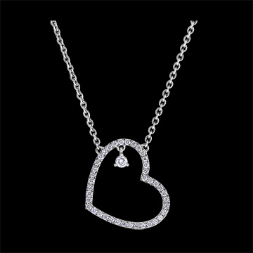 Colier Secret Prețios – Inimă Înclinată – aur alb de 18 carate și diamante 