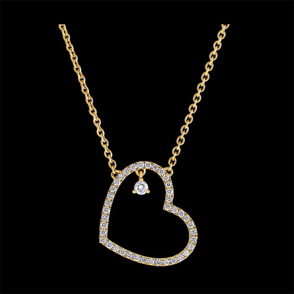 Colier Secret Prețios – Inimă Înclinată – aur galben de 18 carate și diamante