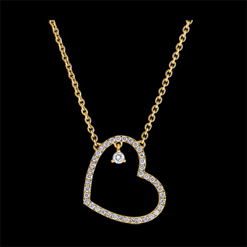 Colier Secret Prețios – Inimă Înclinată – aur galben de 18 carate și diamante 