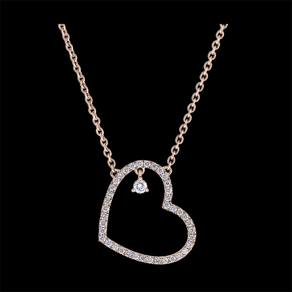 Colier Secret Prețios – Inimă Înclinată – aur roz de 18 carate și diamante 