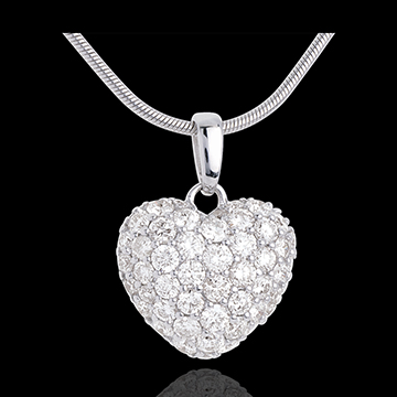 Pandantiv inimă din aur alb de 18K pavat TGM - 1.04 carate - 50 de diamante