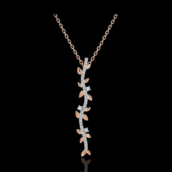 Shaft Necklace Enchanted Garden - Foliage Royal - pink gold and diamonds - 18 carats