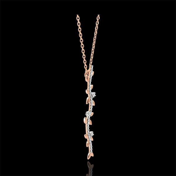 Shaft Necklace Enchanted Garden - Foliage Royal - pink gold and diamonds - 9 carats