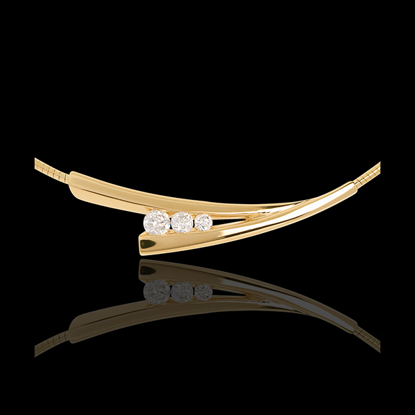 Soaring trilogy necklace yelow gold - 0.21 carat - 3 diamonds