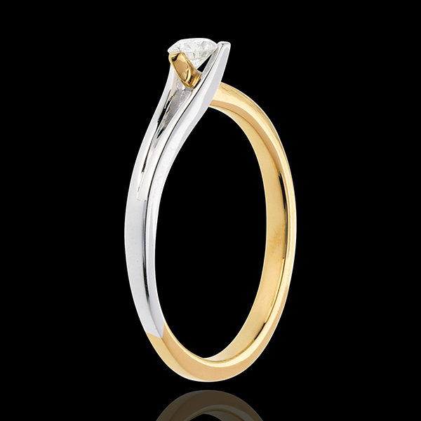 Solitaire Broche - or blanc et or jaune 18 carats