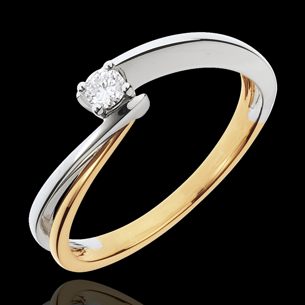 Solitaire Filament - diamant 0.08 carat - or blanc et or jaune 18 carats