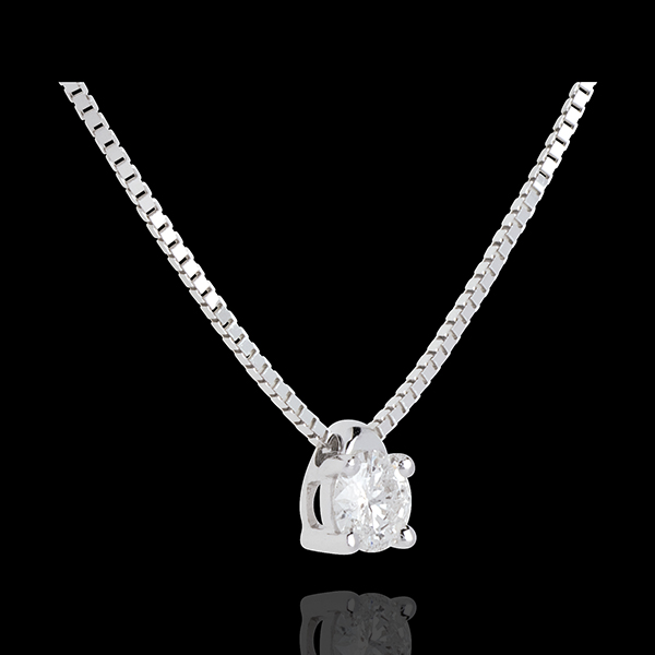 Solitaire necklace white gold - 0.2 carat