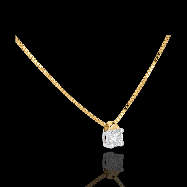 Solitaire necklace - Yellow gold - 0.07 carat - 18 carats