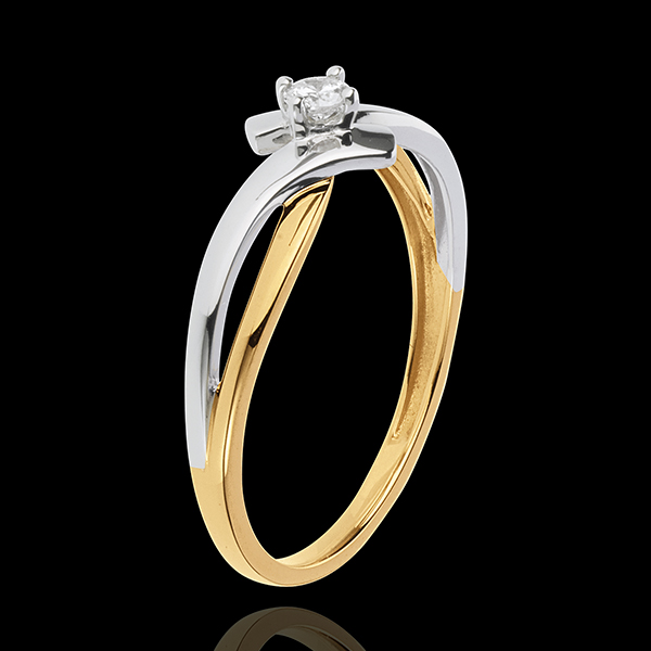 Solitaire Precious Nest - Chamalle - yellow gold and white gold - 0.08 carat diamond - 18 carats