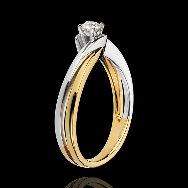 Solitaire Precious Nest - Filament - yellow gold and white gold - 0.13 carat - 18 carats