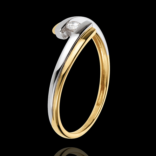 Solitaire Precious Nest - Solar System - yellow gold and white gold - 0.08 carat - 18 carats
