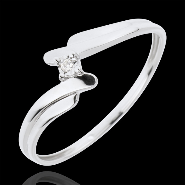 Solitaire Precious Nest - Swan - white gold - 18 carats