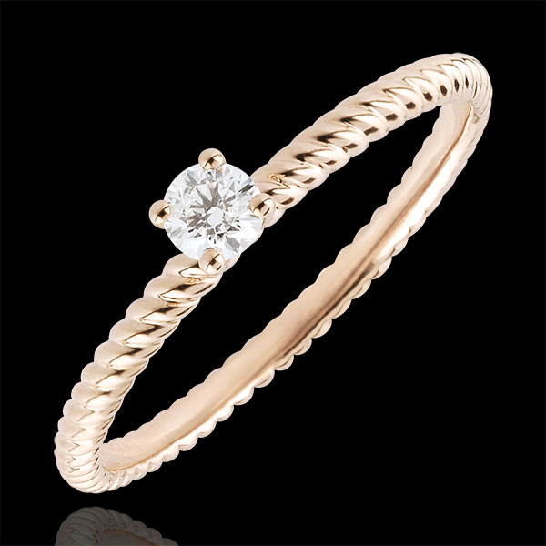 Solitaire Ring Golden Rope - pink gold