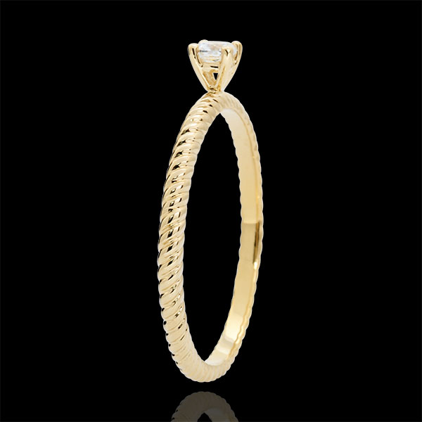 Solitaire Ring Golden Rope - Yellow Gold