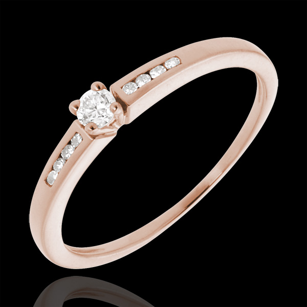 Solitaire Ring - Pink gold and diamond