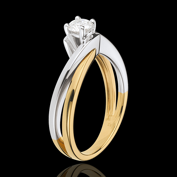 Solitaire Ring Precious Nest- Filament - yellow gold and white gold - 0.26 carat - 18 carats