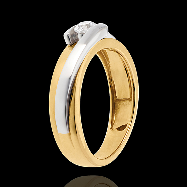 Solitaire Ring Precious Nest- Filament - yellow gold and white gold (TGM) - 0.23 carat - 18 carats