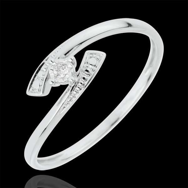 Solitaire Ring Precious Nest - Tell me Yes - white gold - 18 carats
