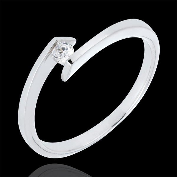 Solitaire Ring Princess Star - White gold