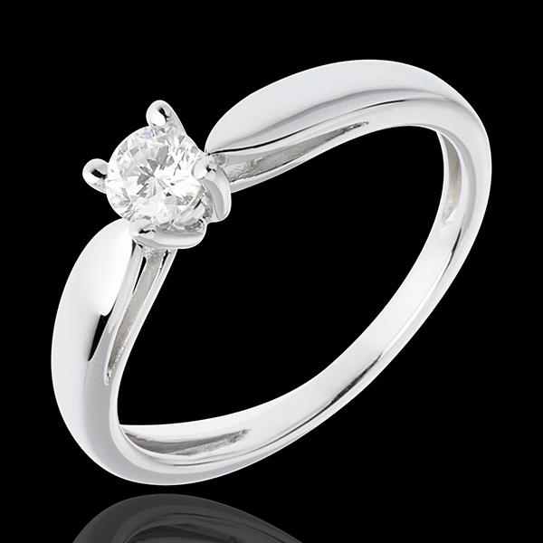 Solitaire tapered ring white gold - 0.25 carat