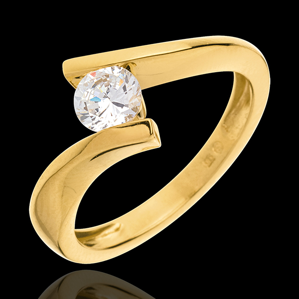 Solitario Nido Precioso - Apóstrofe - modelo muy grande - oro amarillo 18 quilates - diamante 0.52 quilates