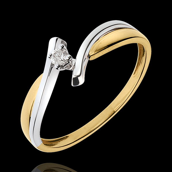 Solitario Nido Prezioso - Zeus - Oro giallo e Oro bianco - 18 carati - Diamante 
