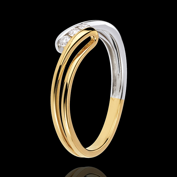 Solitraire Trilogy Precious Nest -Givre - yellow gold and white gold - 3 diamonds - 18 carats