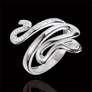 Ring Spaziergang der Sinne - Bedrohliche Kostbarkeitkeit - Weißgold und Diamanten - 9 Karat