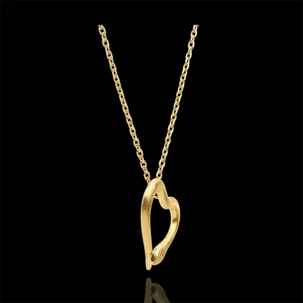 Collier Spaziergang der Sinne - Schlange der Liebe Variation - Kleines Modell - Eismattes Gelbgold und Diamanten - 9 Karat