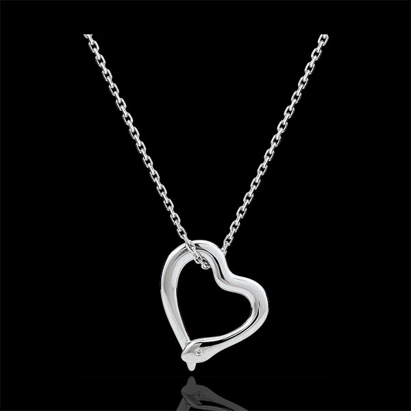 Collier Spaziergang der Sinne - Schlange der Liebe Variation - Kleines Modell - Weißgold und Diamanten - 9 Karat