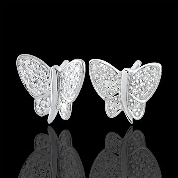 Ohrringe Spaziergang der Sinne - Musizierender Schmetterling - Weißgold